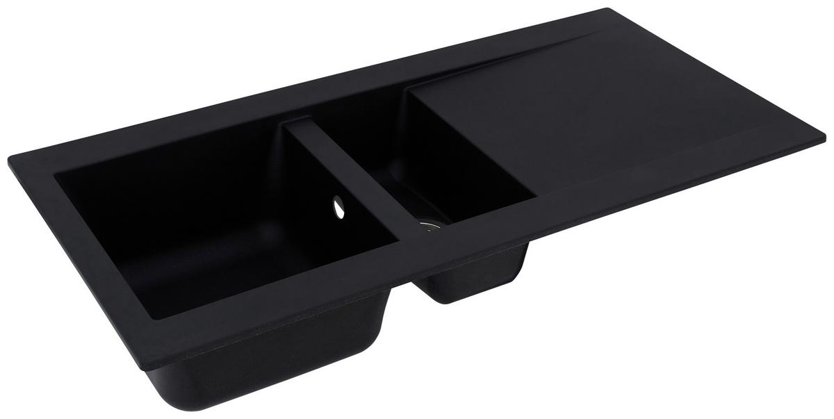 Einbauspüle Denver ca. 100x20x50 cm Schwarz - Schwarz, Trend, Glas/Kunststoff (100/20/50cm) - Respekta