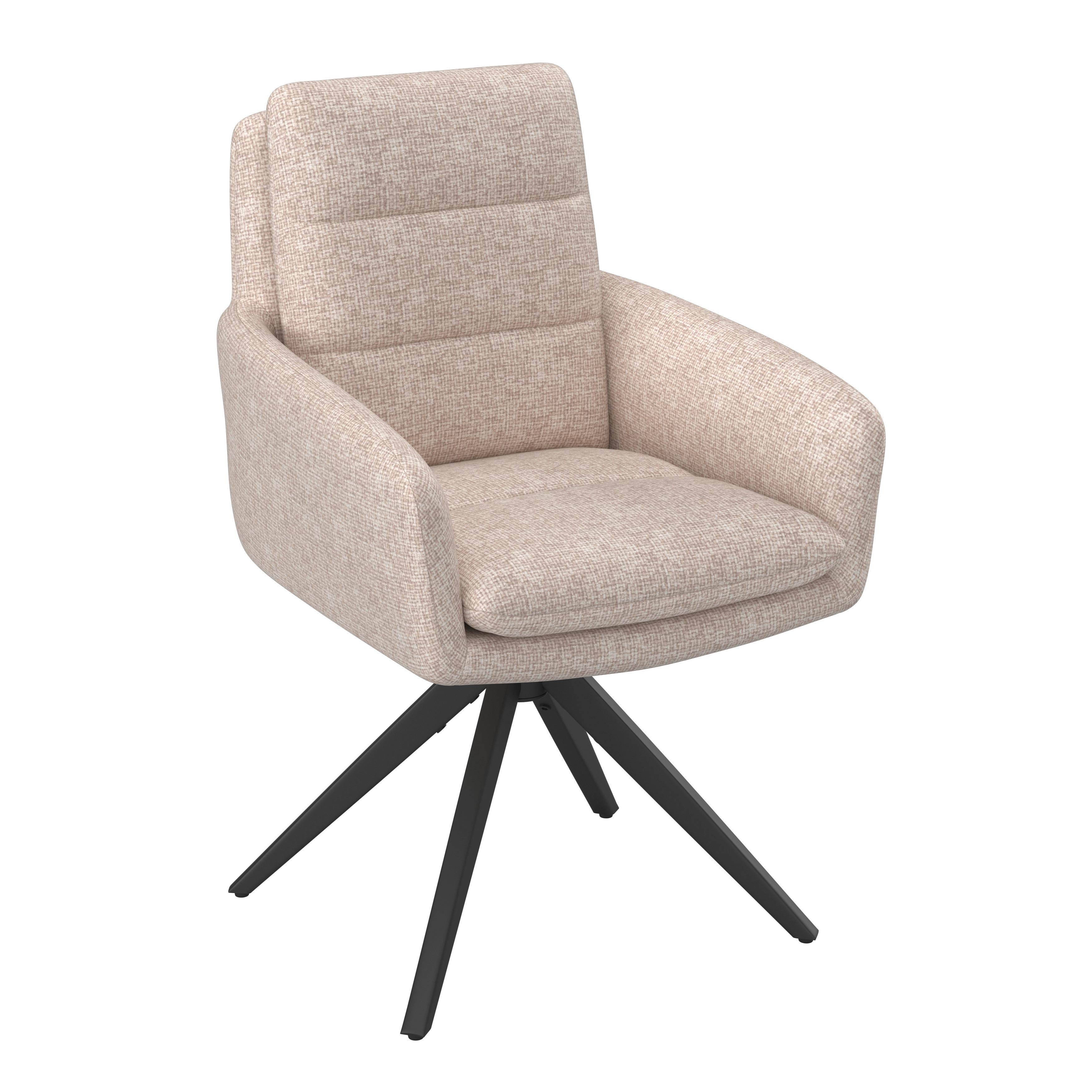 Armlehnstuhl Laurin Taupe Webstoff Drehbar Gepolstert - Taupe/Schwarz, MODERN, Holz/Textil (59/93/63cm) - Bessagi Home