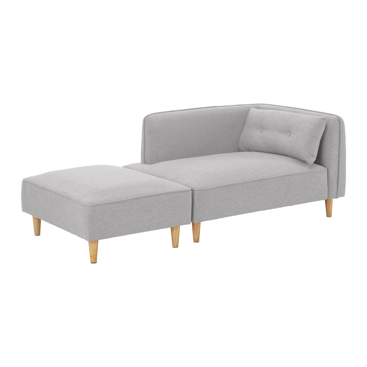Sofa Fanny Hellgrau Leinenoptik mit Hocker - Hellgrau/Naturfarben, MODERN, Holz/Textil (154/55/73cm) - Bessagi Home