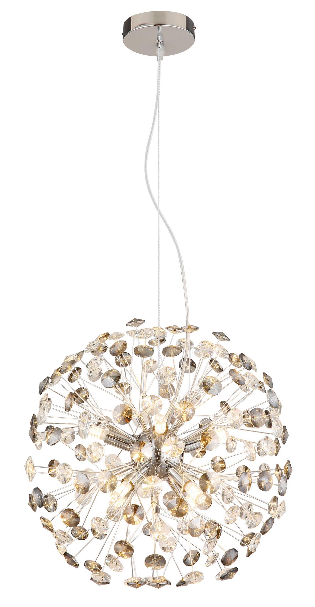 KRISTALL-HÄNGELEUCHTE 64135H1C  KATRINA - Klar/Chromfarben, Lifestyle, Glas/Kunststoff (40/150cm) - Globo