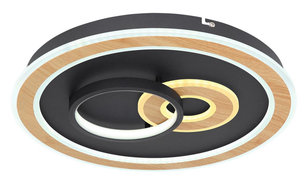 LED-Deckenleuchte Chessy in Opal/Schwarz max. 50 Watt - Opal/Schwarz, Design, Kunststoff/Metall (50/7cm) - Globo