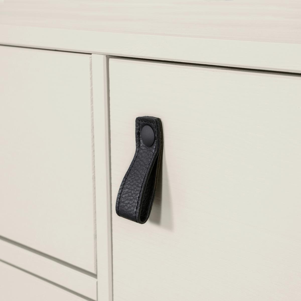 Lowboard Silas Grau B: 180cm - Schwarz/Grau, Design, Leder/Holz (180/61/44cm) - Livetastic