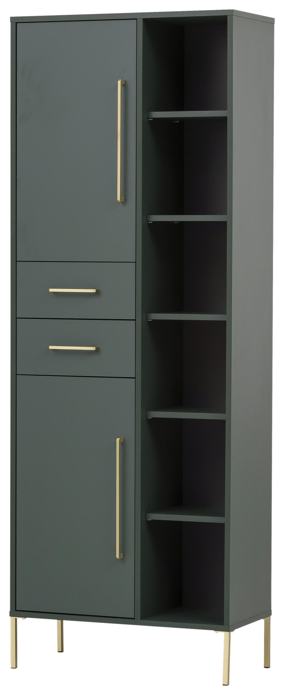 Visoka Omara Kent, Gozdno Zelena - zlate barve/gozdno zelena, Moderno, kovina/leseni material (67,1/184,3/33,1cm) - Stylife
