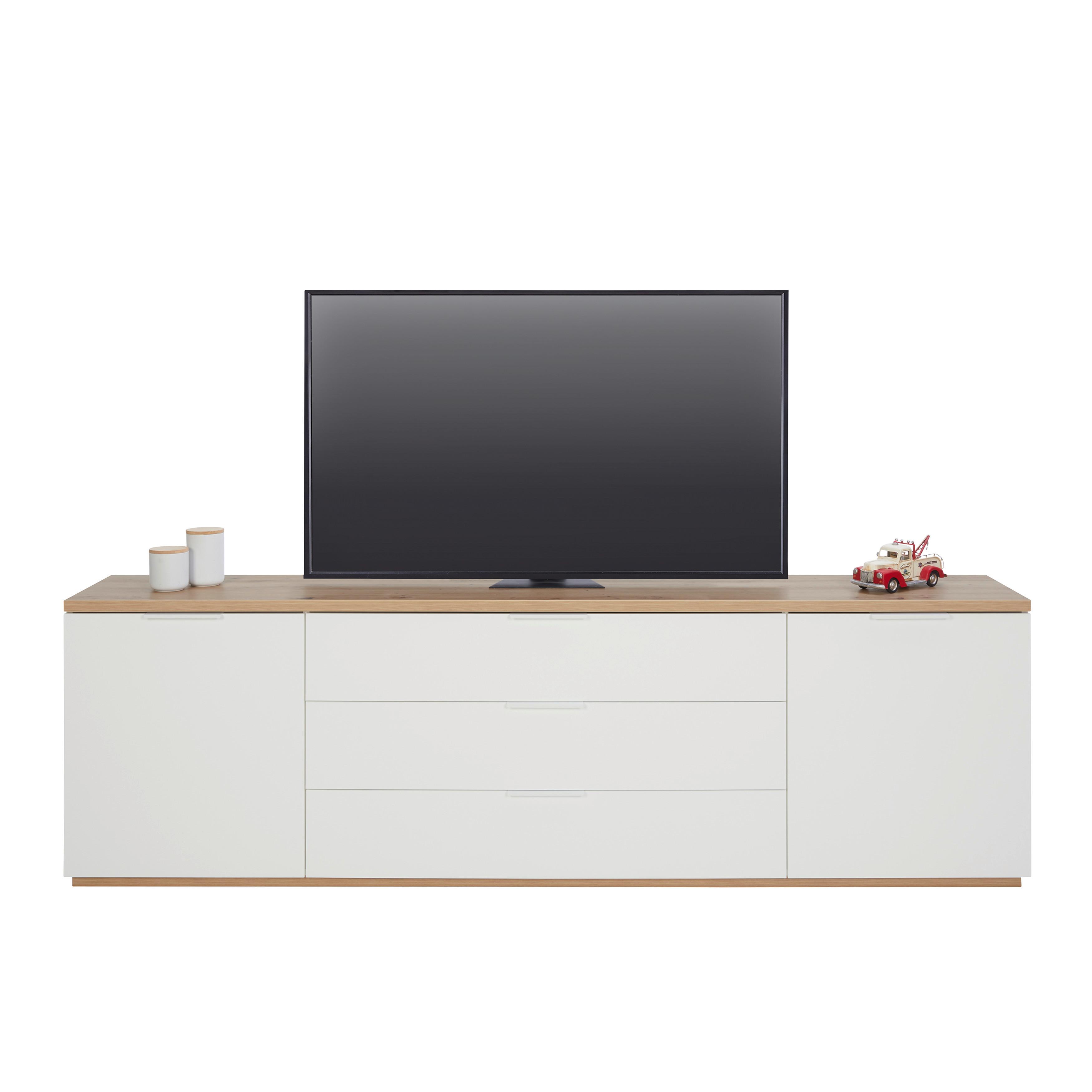 Tv-elem Wide - Artisan tölgy/magasfényű fehér, Modern, faalapú anyag/fém (240/75/40cm) - Mömax