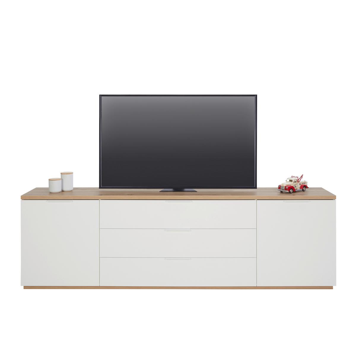 Tv-element Wide, Bela, Barva Hrasta - bela/visoki sijaj, Moderno, kovina/leseni material (240/75/40cm) - Mömax