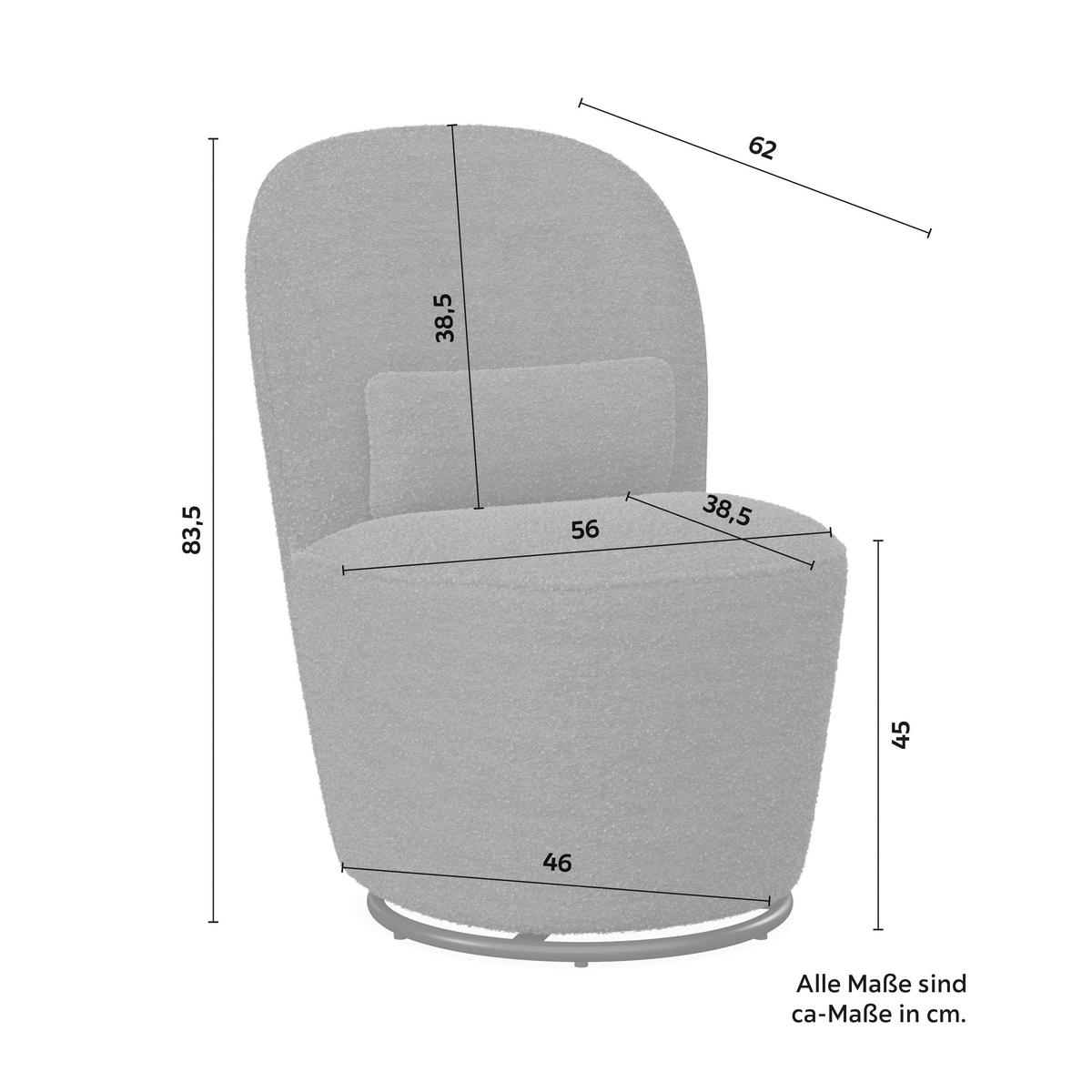 Stuhl Vittore Grau Bouclé Gepolstert - Grau, MODERN, Holz/Textil (56/84/62cm) - Bessagi Home