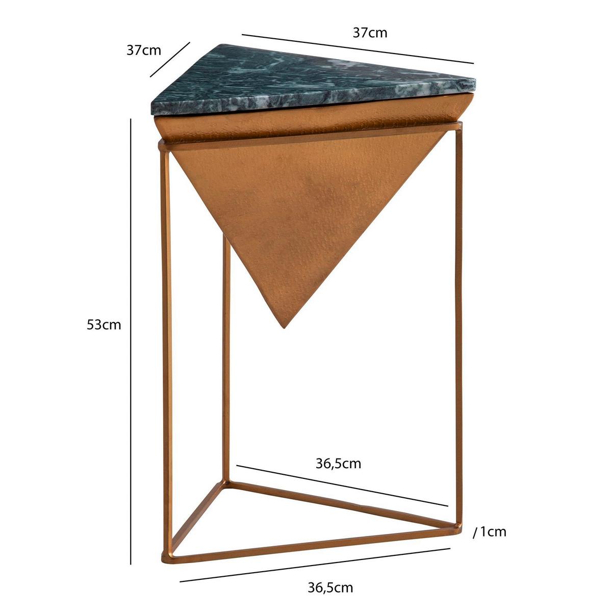 BEISTELLTISCH WL7.213 - Goldfarben/Grün, Design, Stein/Metall (37/37/53cm) - Livetastic