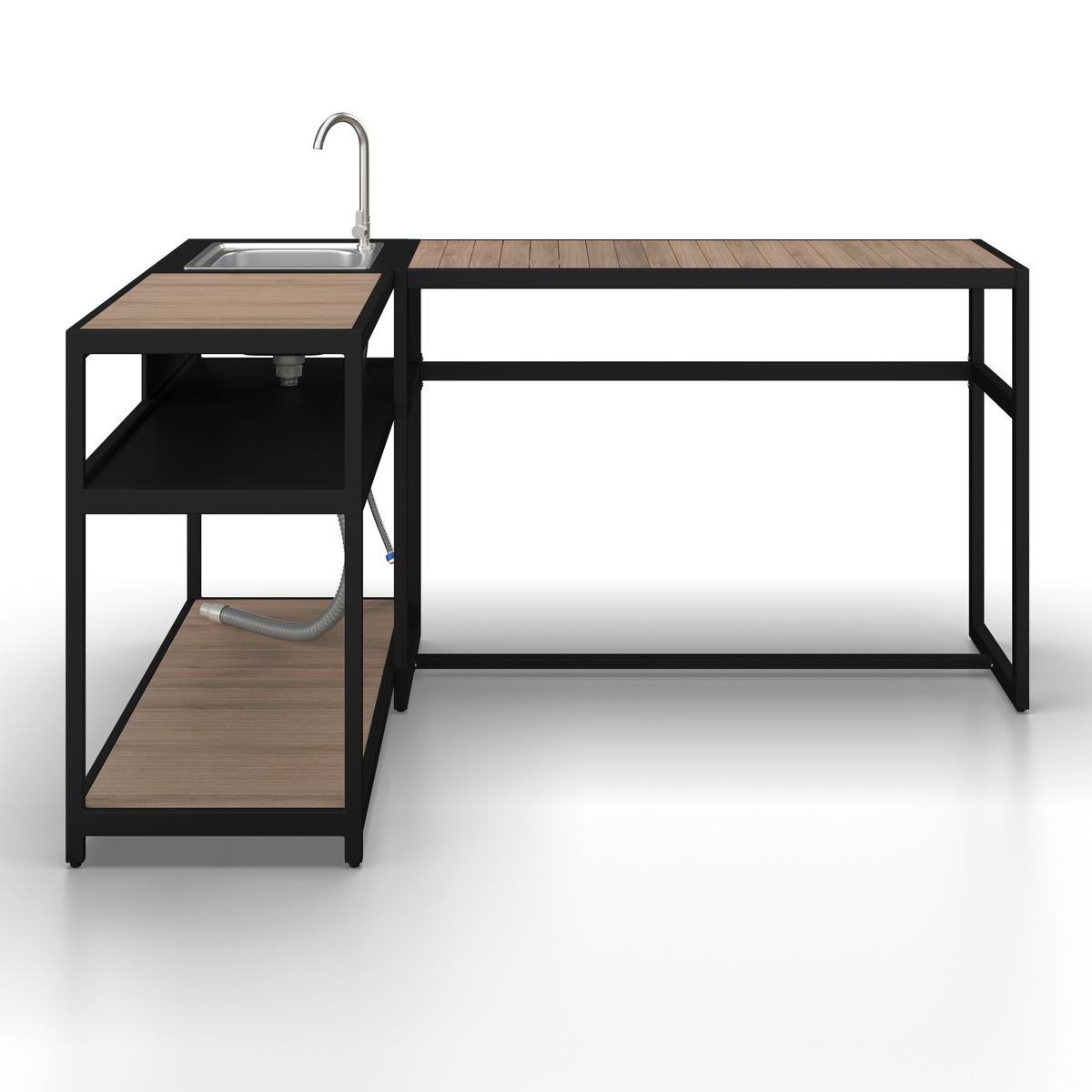 Mobilier bucătărie outdoor Delia - culoare natur/negru, Modern, plastic/metal - Bessagi Garden