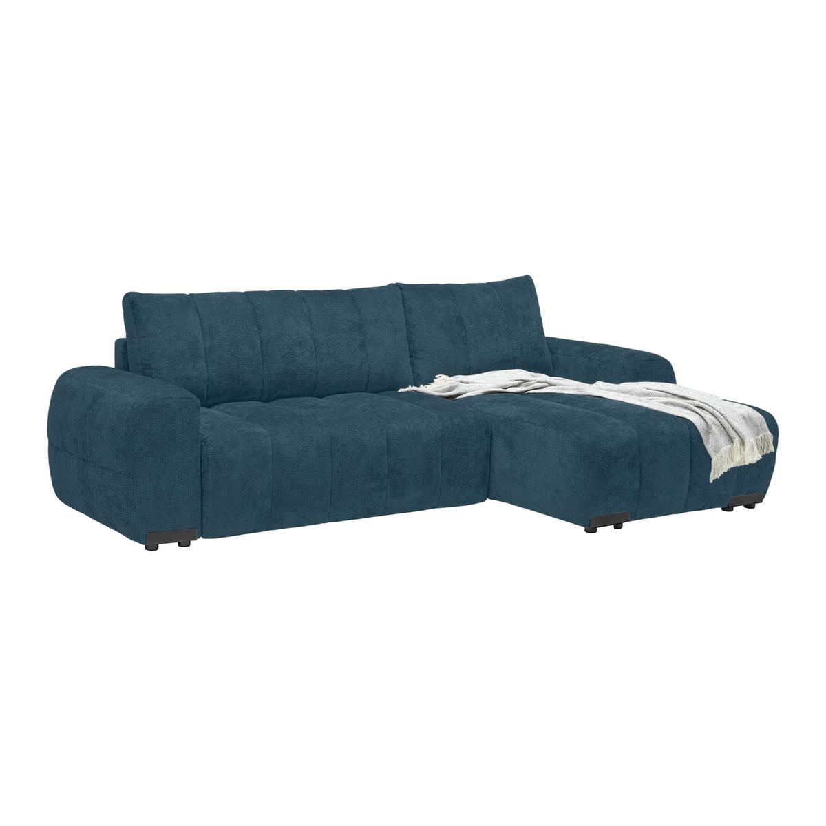 Wohnlandschaft Bolonia Petrol - Schwarz Hochglanz/Petrol, MODERN, Textil/Metall (273/93/166cm) - Mömax