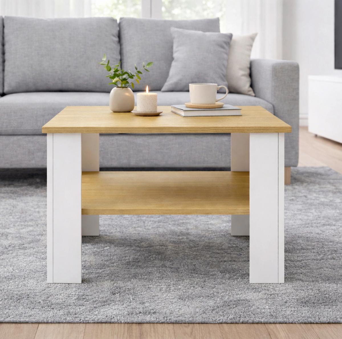 Couchtisch Disalo - Honigeiche/Weiss, Design, Holzwerkstoff (55/55/44cm) - Livetastic