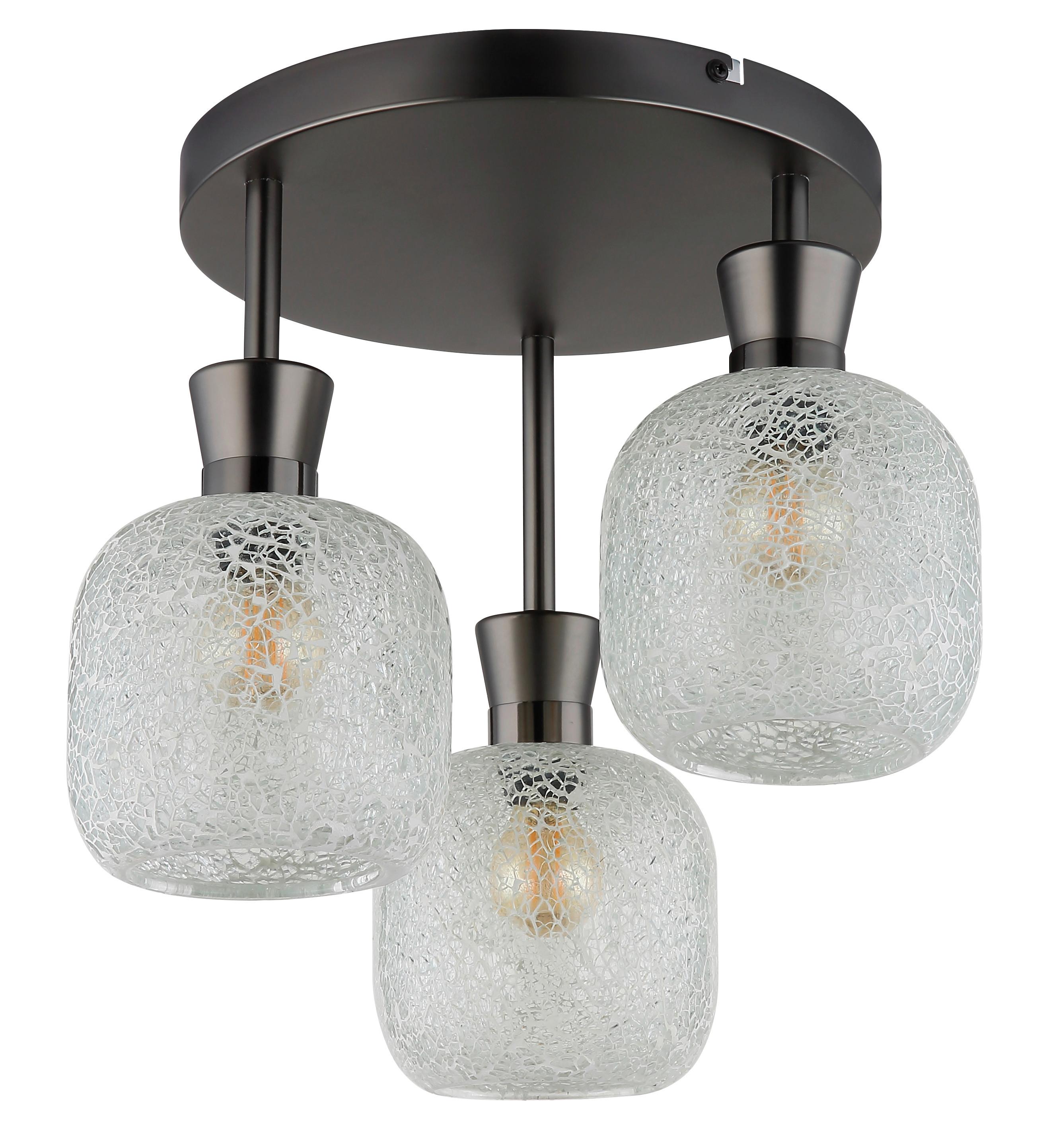 Stropna Svjetiljka Brokana - crni krom/prozirno, Design, staklo/metal (33/30,5cm) - Globo