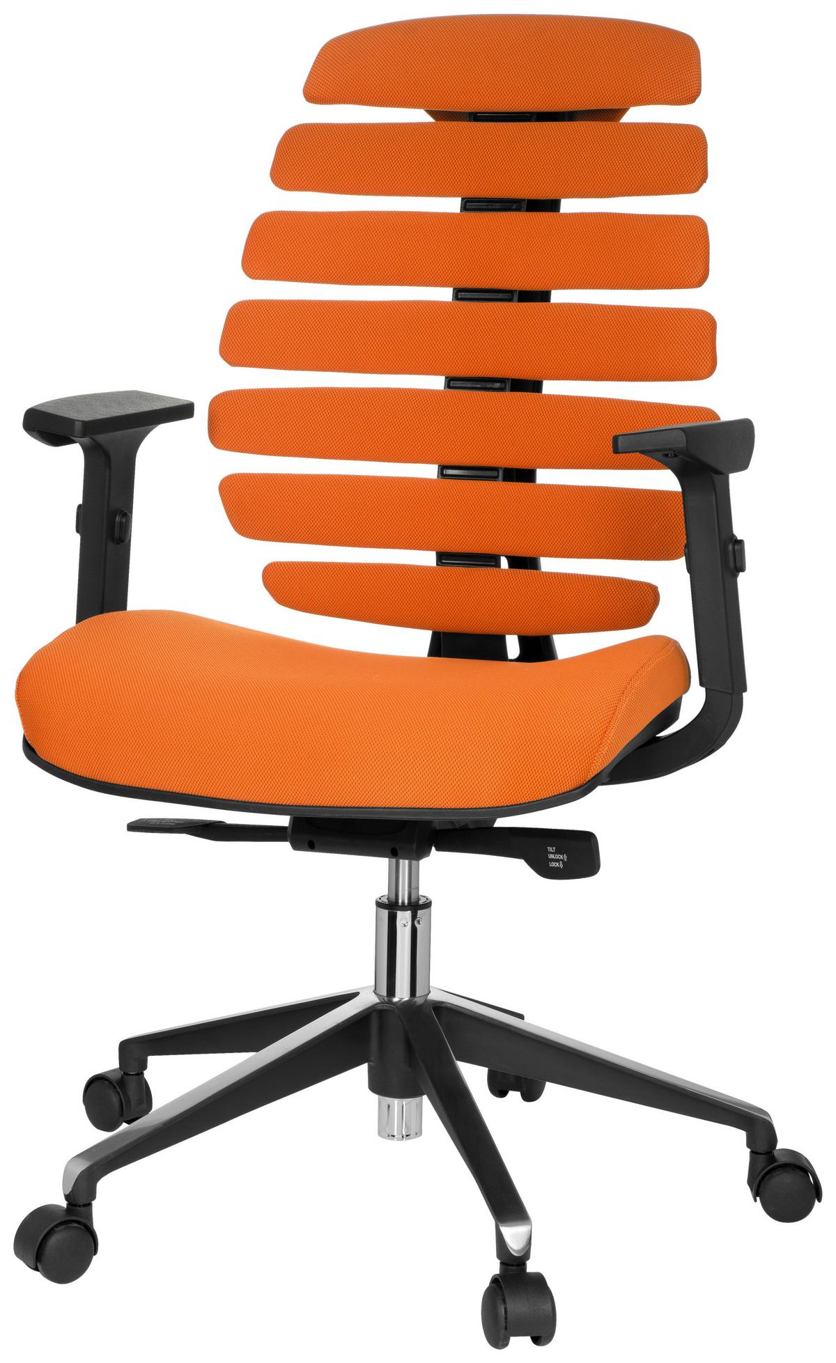 Pisarniški Stol Ergo Line Ii, Oranžna - črna/oranžna, Moderno, kovina/umetna masa (65/115/50cm) - MID.YOU