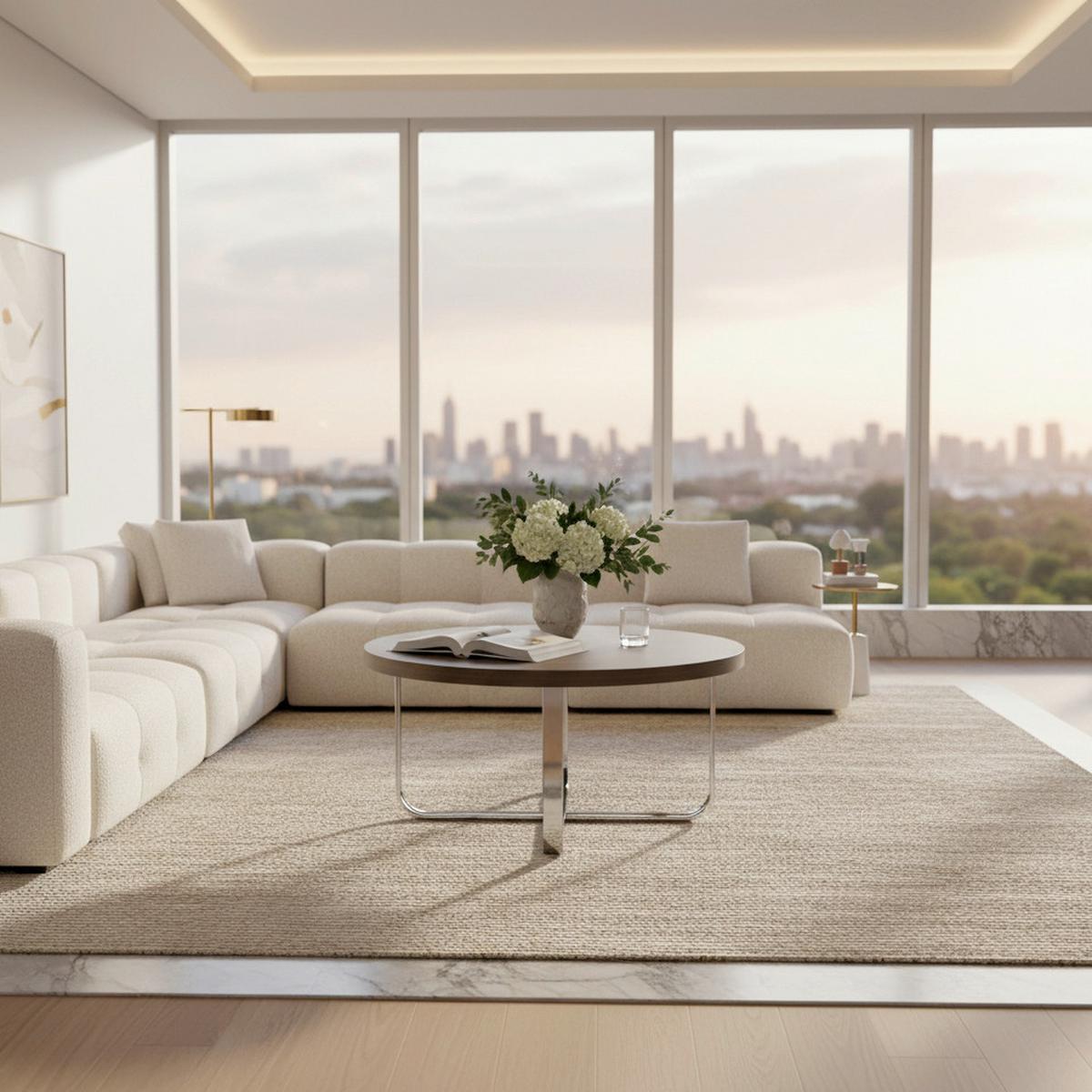 Couchtisch Carl Eichefarben MDF Rund - Chromfarben/Eichefarben, MODERN, Holz/Metall (80/80/42cm) - Bessagi Home