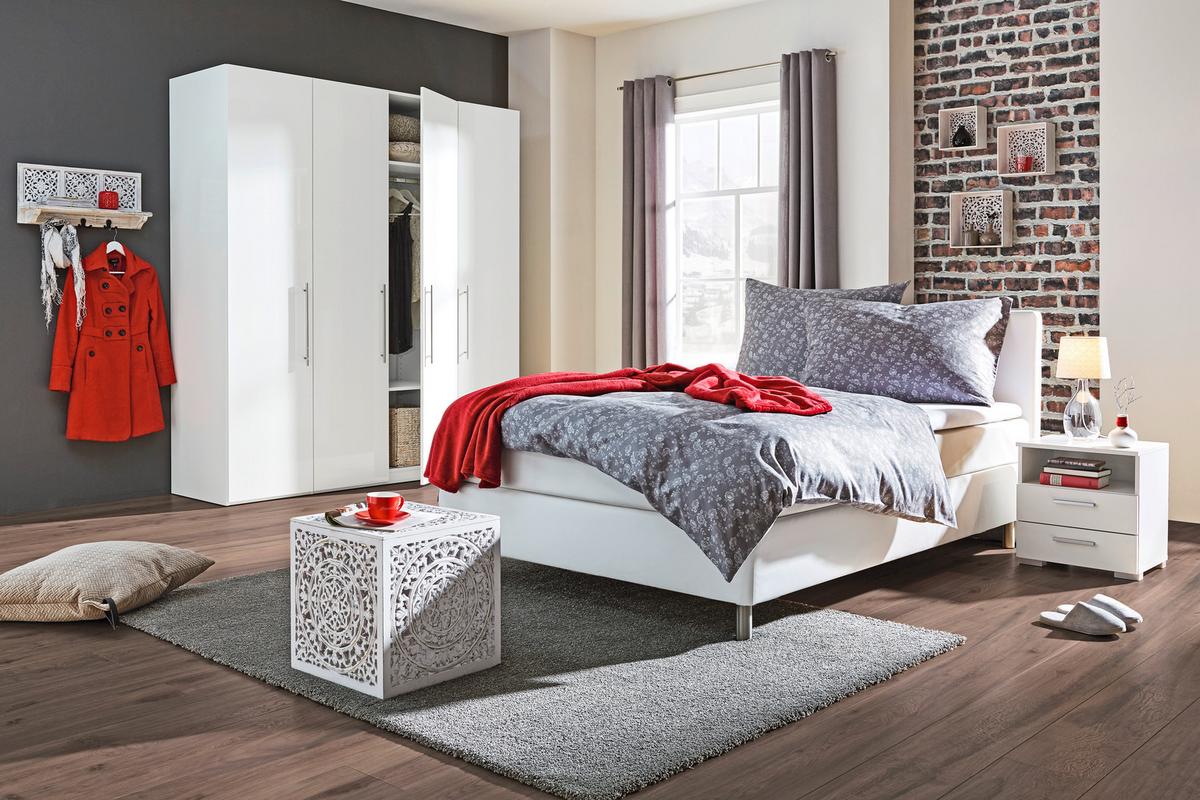 Nachtkästchen in Weiss - Weiss/Alufarben, Konventionell, Holzwerkstoff/Kunststoff (45/47/35cm) - Mömax