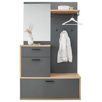 PRZEDPOKÓJ LOUIS - kolor dębowy/ciemnoszary, Design, materiał drewnopochodny/szkło (115/197/38cm)