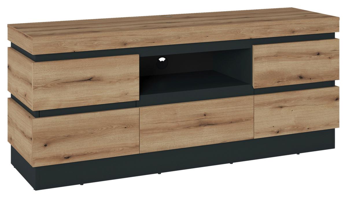 Tv-element Corte, Barva Hrasta, Temno Siva - siva/barve hrasta, Trend, umetna masa/leseni material (160,8/68/45cm)