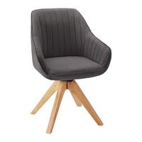 Armlehnstuhl Leonie Grau Webstoff Drehbar Gepolstert - Eichefarben/Grau, MODERN, Holz/Textil (60/84/61cm) - Bessagi Home