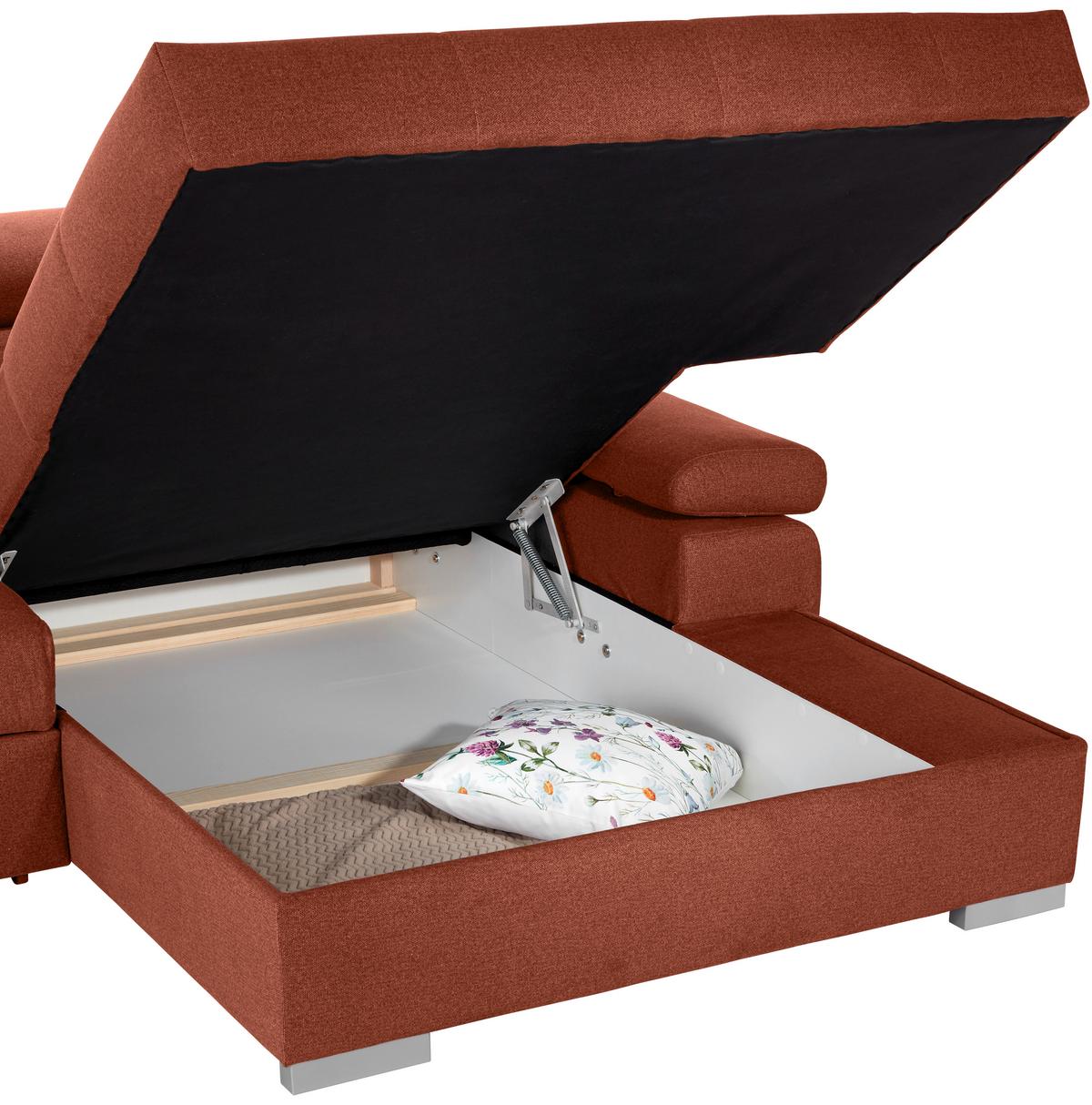 Kutna Garnitura Perry - boje hrđe/srebrne boje, Design, tekstil/drvo (292/183cm) - Modern Living