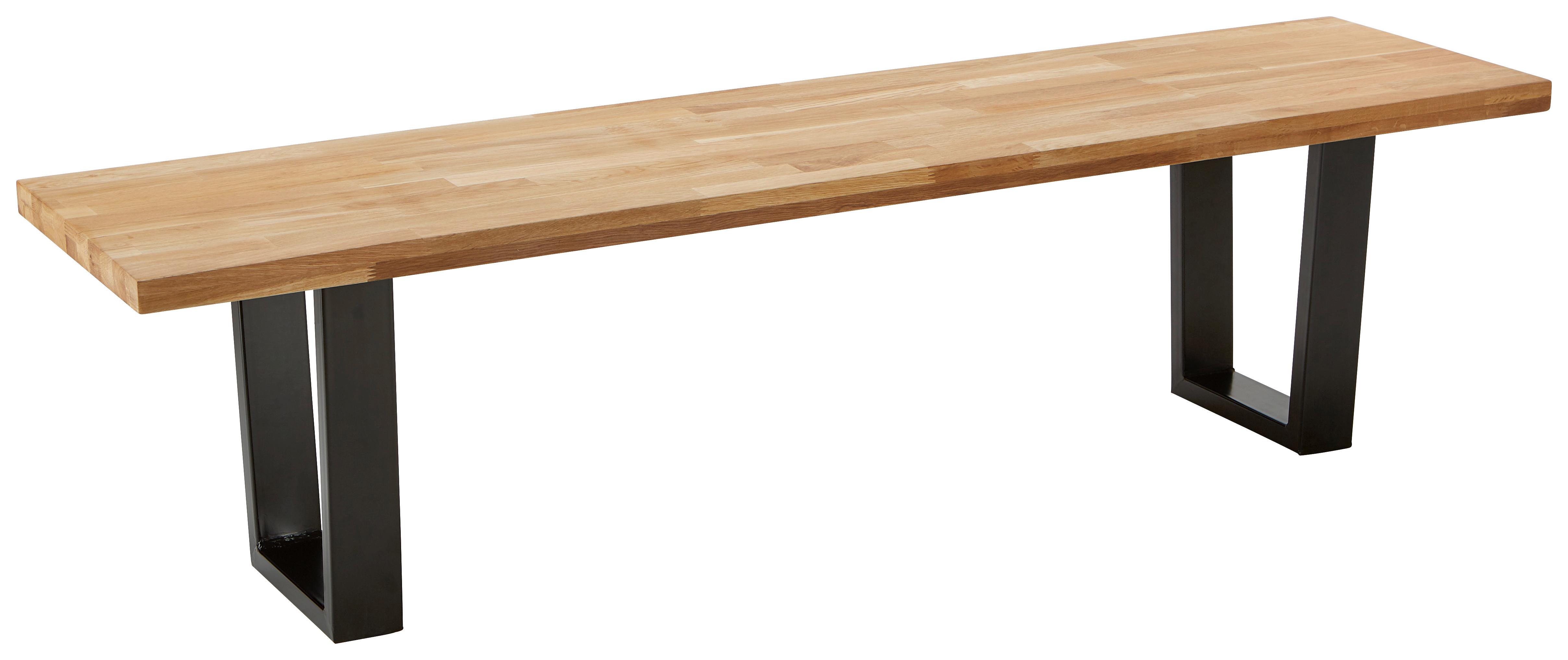 Sitzbank Kayla Echtholz Eiche Massiv - Eichefarben/Schwarz, MODERN, Holz/Metall (175/46/45cm) - Bessagi Home