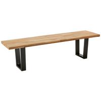 Sitzbank Kayla Echtholz Eiche Massiv - Eichefarben/Schwarz, MODERN, Holz/Metall (175/46/45cm) - Bessagi Home