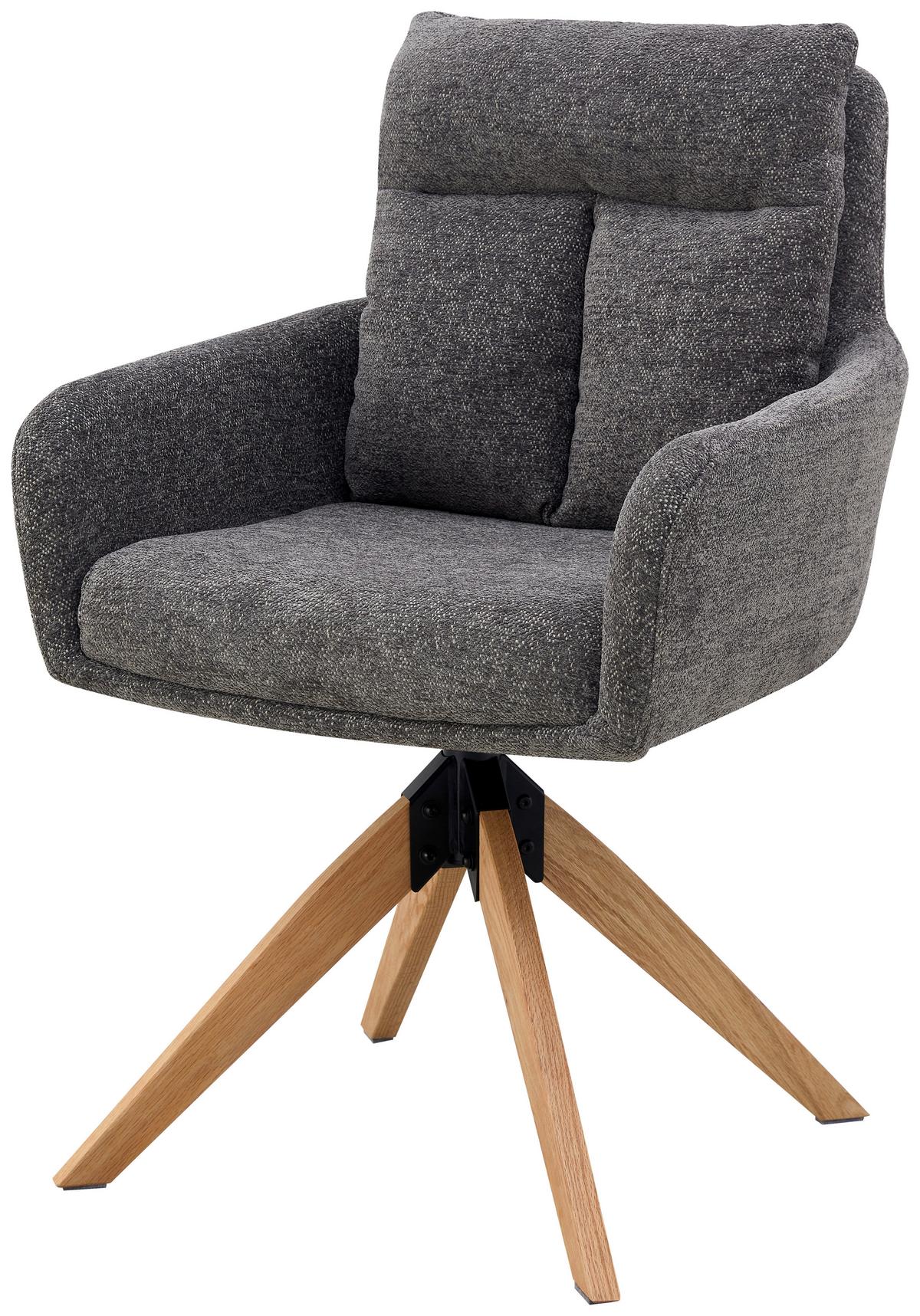 KRZESŁO Z PODŁOKIETNIKAMI MALIK - kolor naturalny/szary, Konventionell, metal/drewno (59/92/63cm) - Livetastic