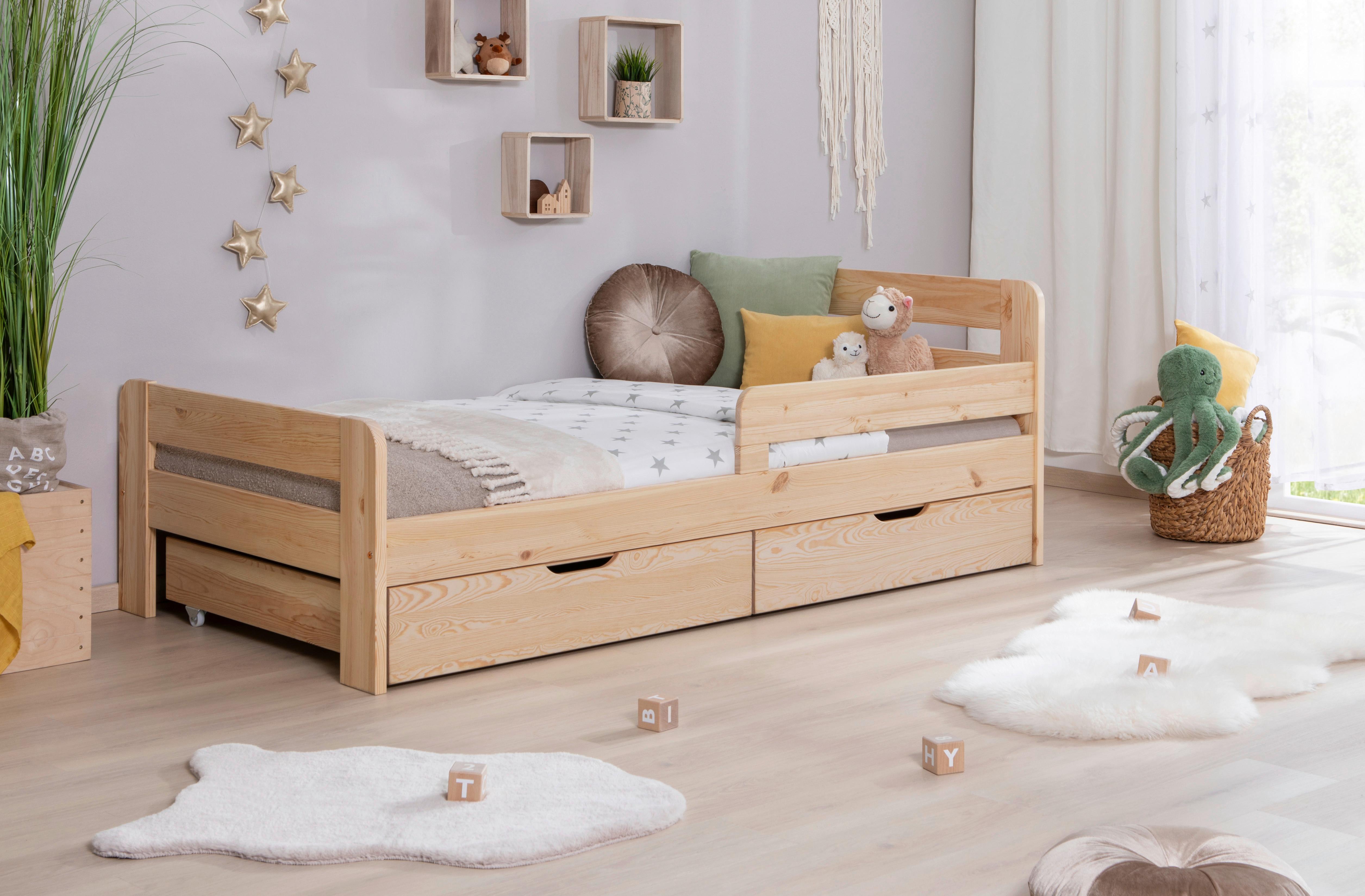 Bett Bennet mit Schubkasten ca. 90x200 cm Kiefer Natur - Naturfarben, MODERN, Holz/Textil (90/200cm) - MID.YOU