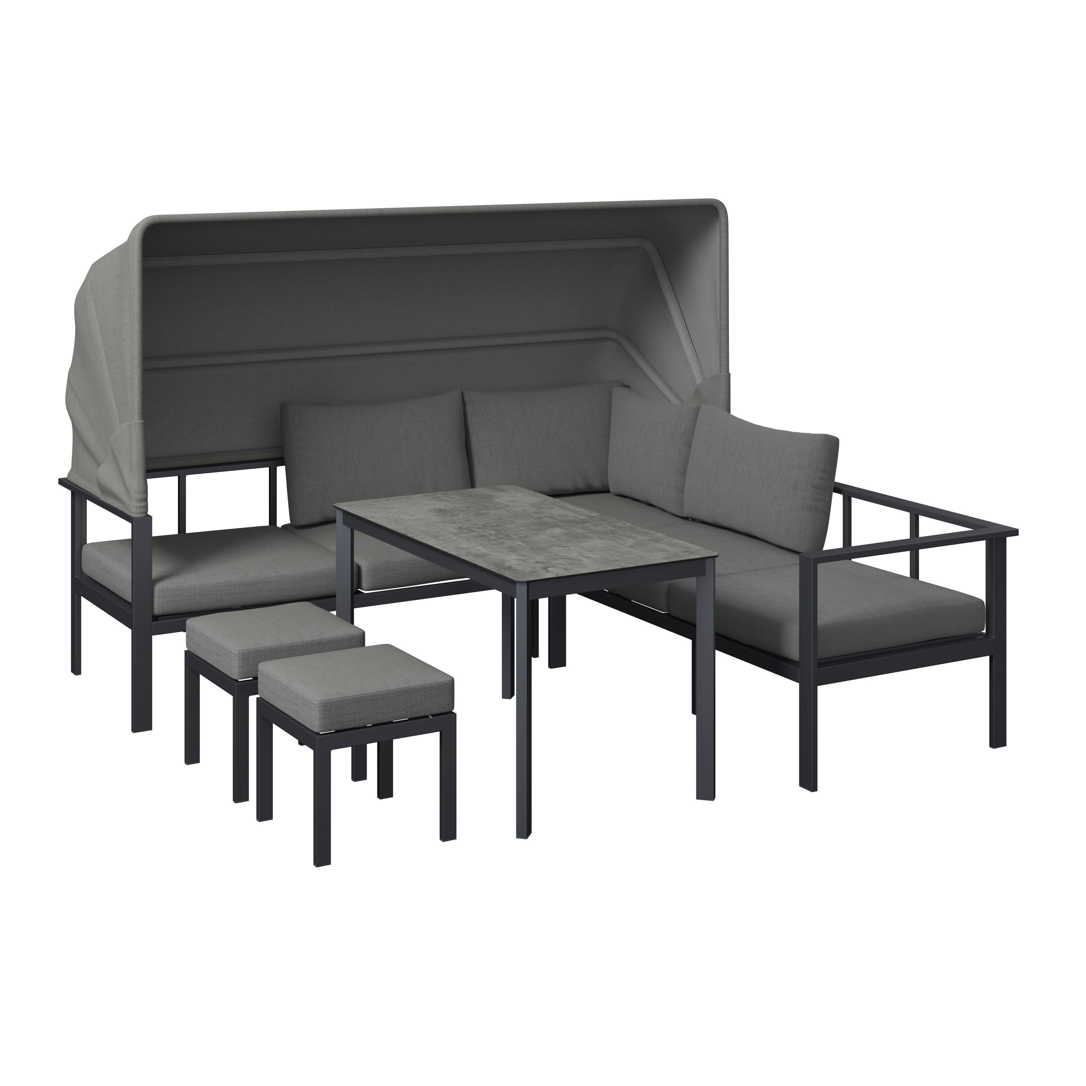LOUNGEGRUPP BIGI - beige/grå, Basics, metall/glas - Mömax