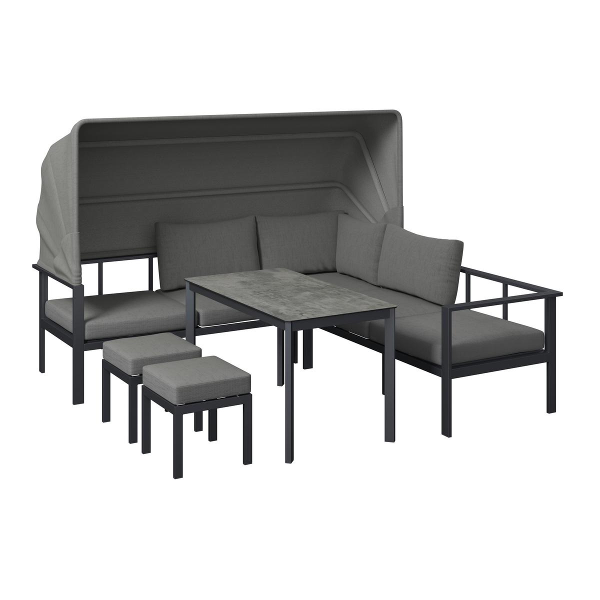 Loungegarnitur Bigi Grau/Beige - Beige/Anthrazit, Basics, Glas/Textil (120/68/65cm)