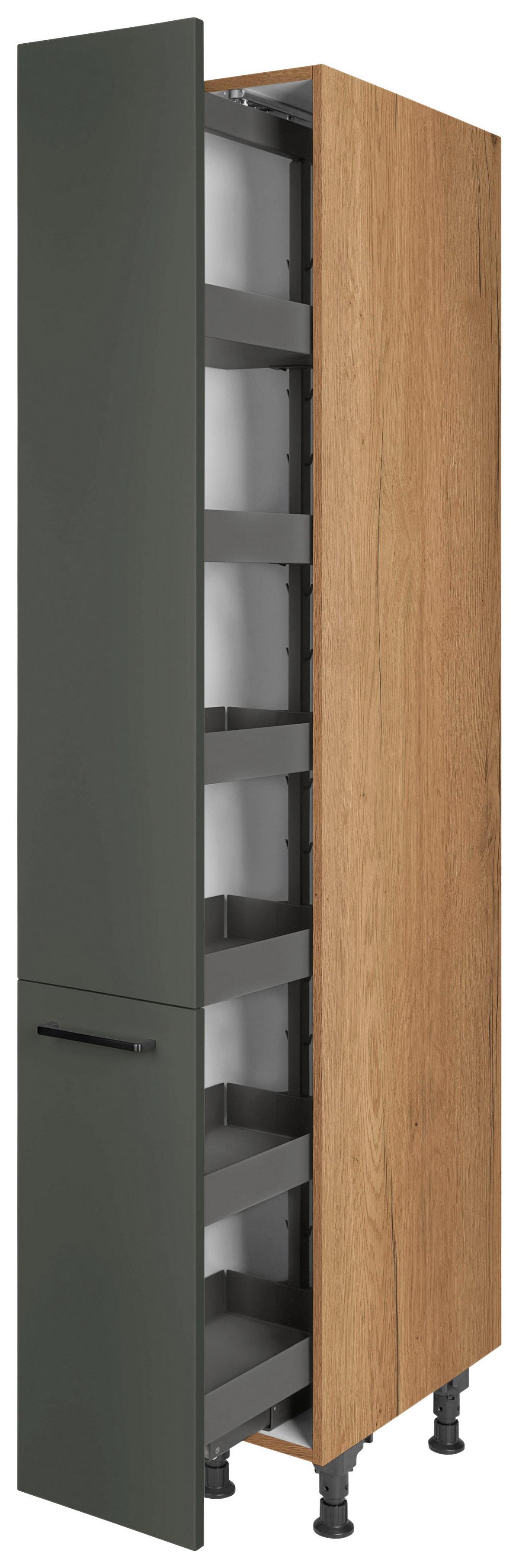 Apothekerschrank Easytouch Grün - Eichefarben/Schwarz, MODERN, Holzwerkstoff/Metall (30/216,6/58cm) - Nobilia