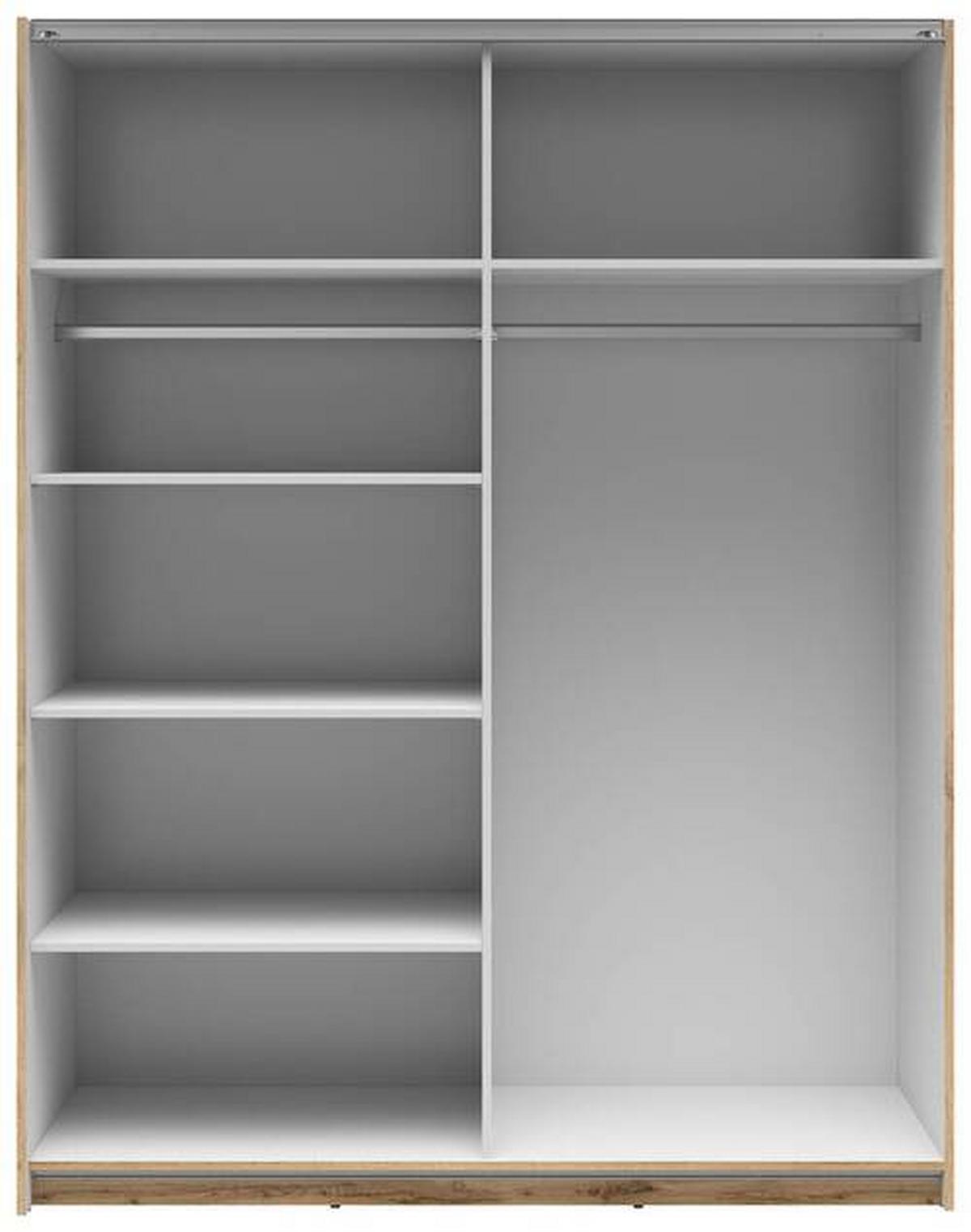 DULAP USI GLISANTE TETRIX - străveziu/stejar Wotan, Modern, sticlă/material pe bază de lemn (153,5/195,5/60cm) - Modern Living