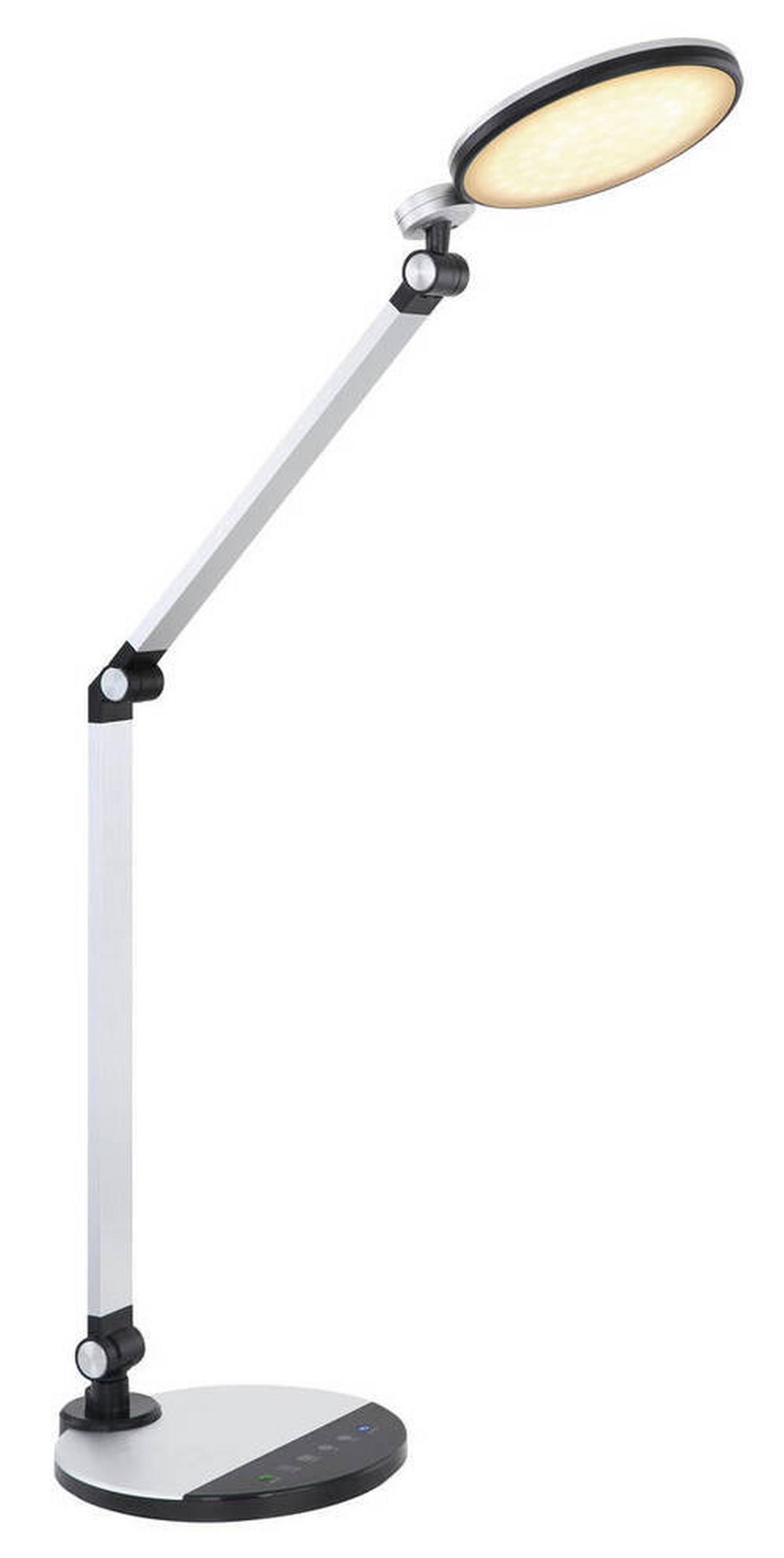 Namizna Led-svetilka Konsti, S Sijalko - srebrne barve/črna, Design, kovina/umetna masa (50/19,2/90,5cm) - Globo