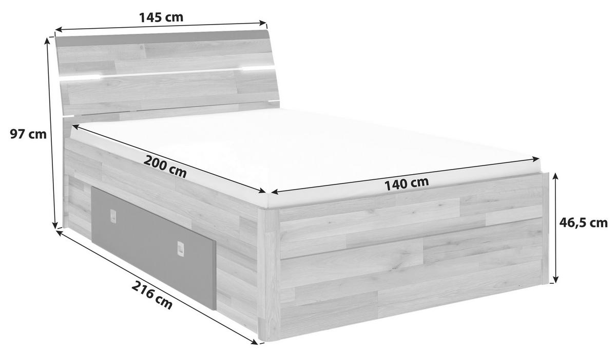 Postelja Mars, S Predali, 140x200 - temno siva/črna, Konvencionalno, umetna masa/leseni material (140/200cm) - MID.YOU