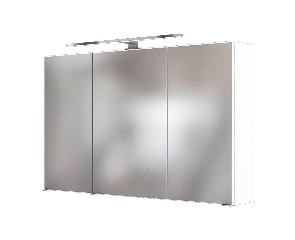 Spiegelschrank Florida in Weiß mit LED - Chromfarben/Weiß, MODERN, Glas/Holzwerkstoff (100/64/20cm)