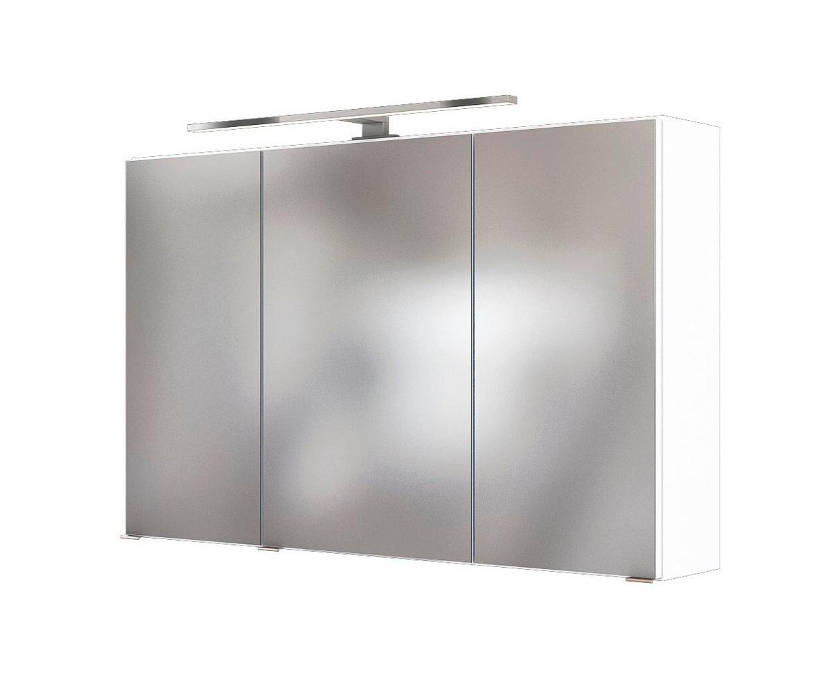 Spiegelschrank Florida in Weiß mit LED - Chromfarben/Weiß, MODERN, Glas/Holzwerkstoff (100/64/20cm)