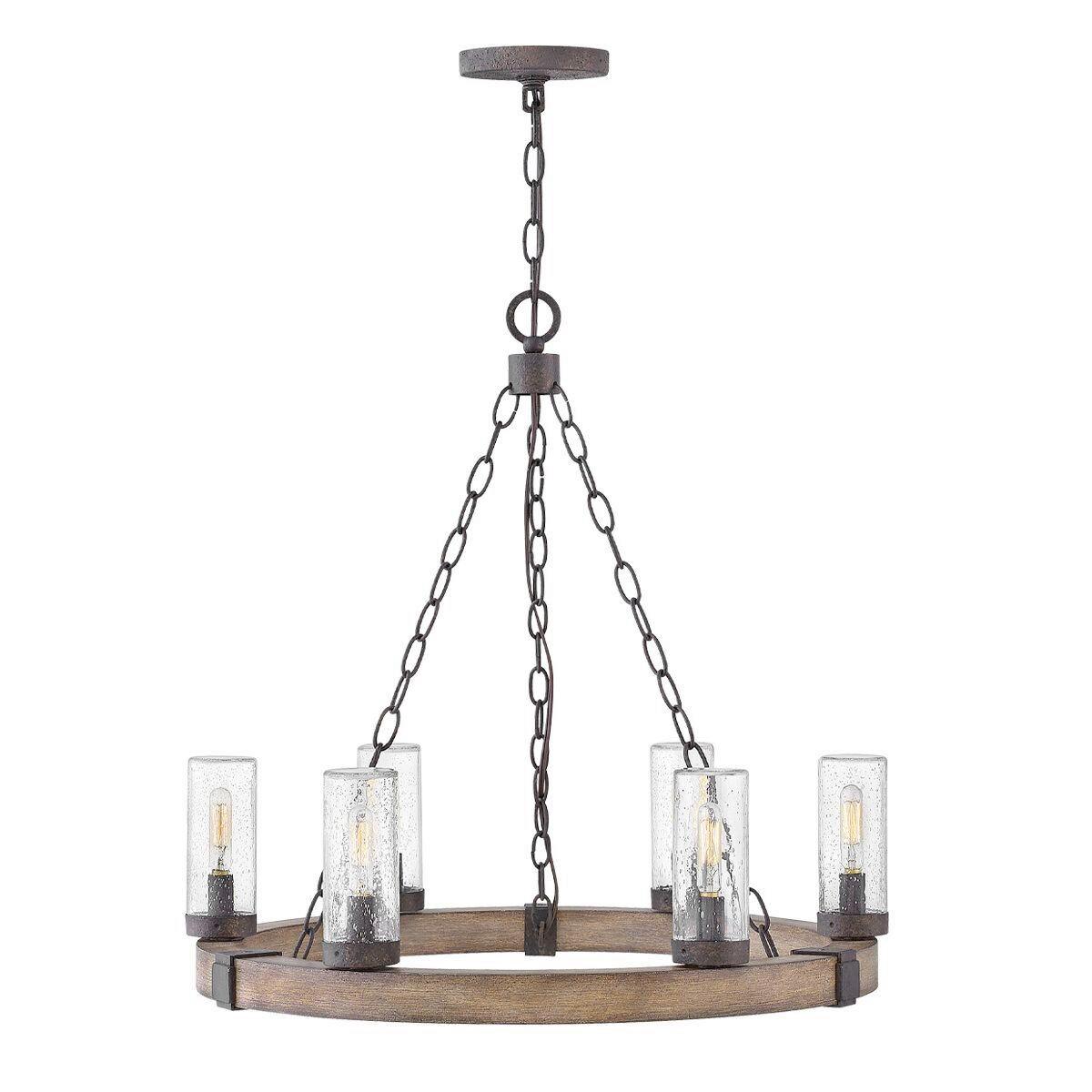 Kronleuchter Hk-Sawyer6-Sq - Wildeiche/Schwarz, Konventionell, Glas/Metall (59,1/61cm) - Elstead Lighting