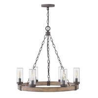 Kronleuchter Hk-Sawyer6-Sq - Wildeiche/Schwarz, Konventionell, Glas/Metall (59,1/61cm) - Elstead Lighting
