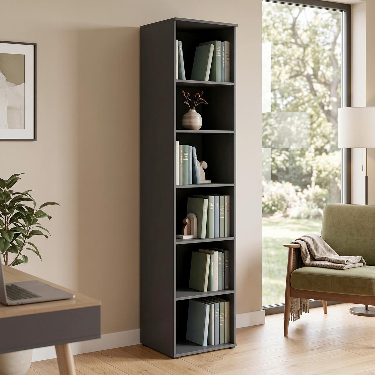 Otvorena Polica Multi - grafitno siva/antracit, Moderno, pločasti materijal/plastika (45/195/40cm) - Modern Living