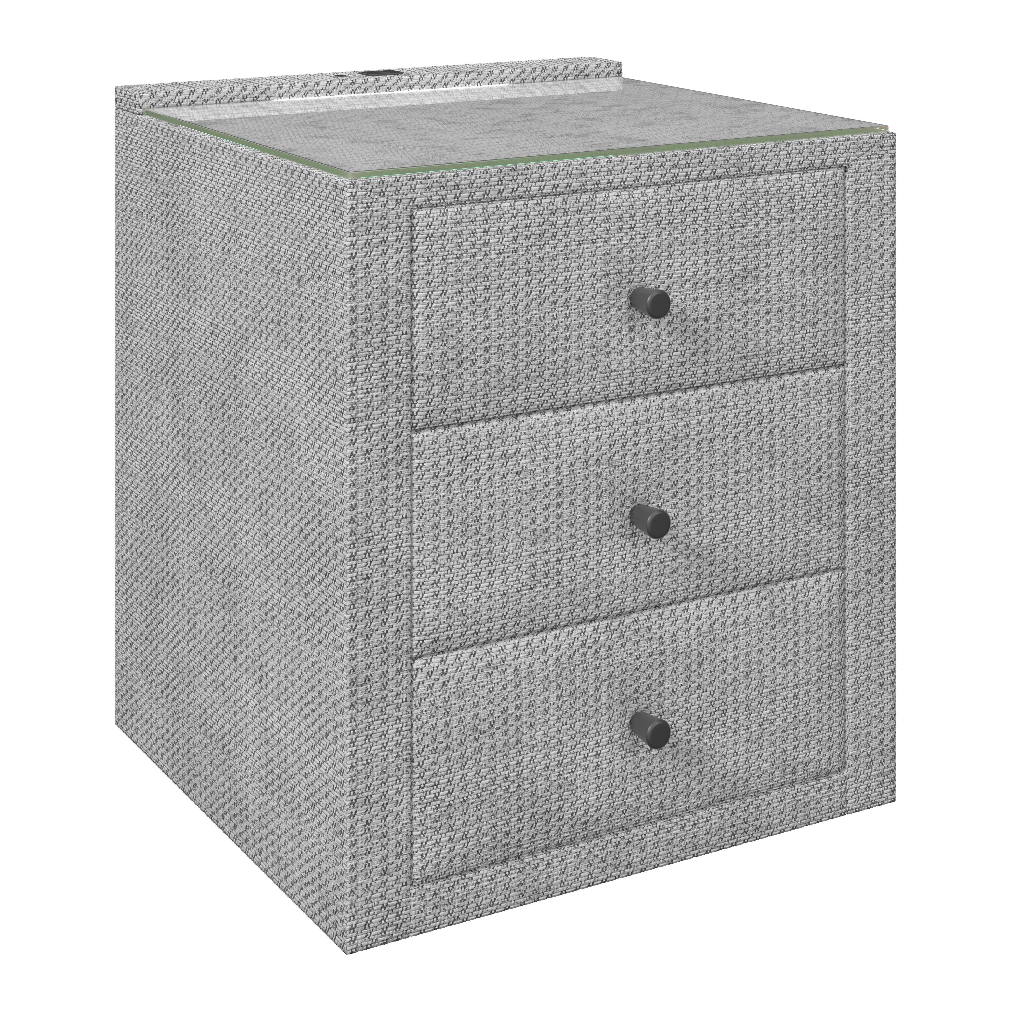 Nočna Omarica Brisbane, Svetlo Siva - svetlo siva, Trend, umetna masa/steklo (49,5/56,5/46cm) - Premium Living
