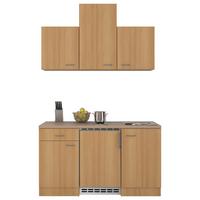 Majhna Kuhinja Nano, Barva Bukve - barve nerjavečega jekla/barve bukve, Moderno, umetna masa/leseni material (150cm) - FlexWell