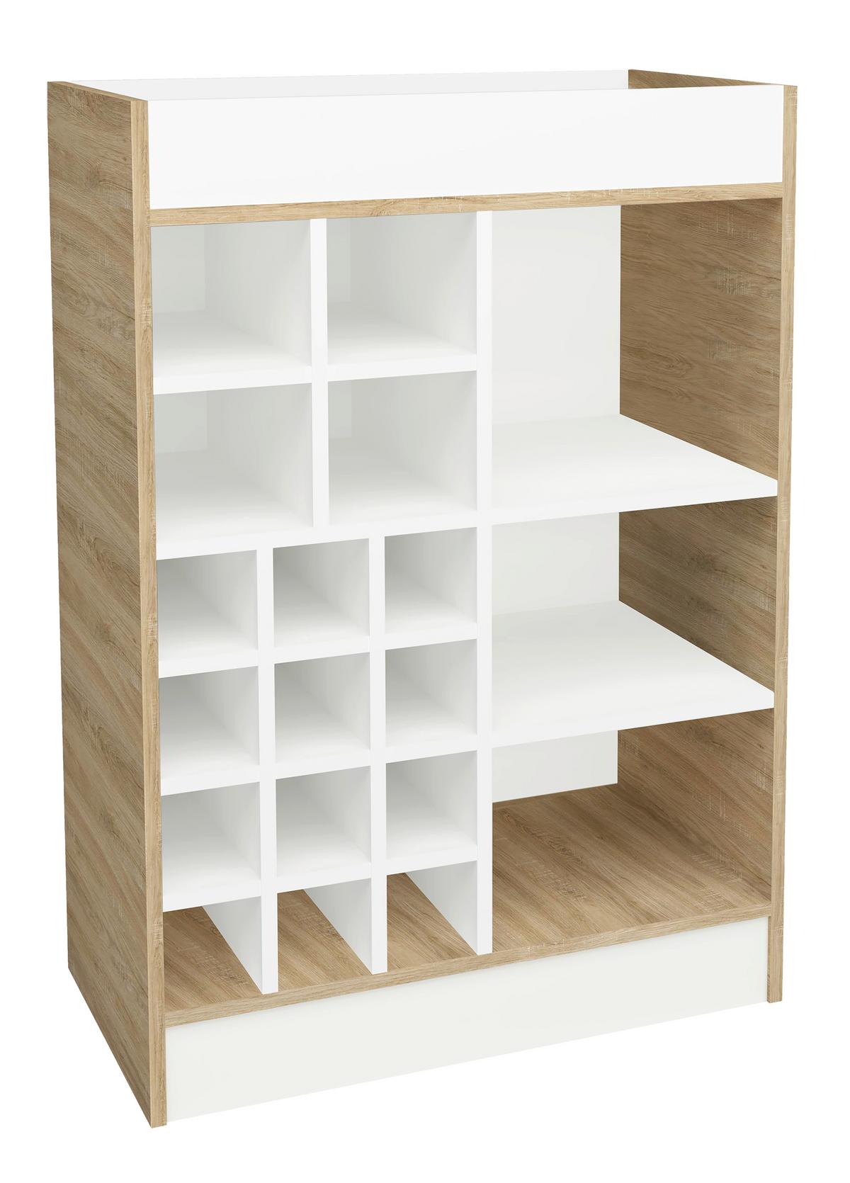 WEINSCHRANK ESILO - Weiss/Sonoma Eiche, Basics, Holzwerkstoff (70/100/38cm) - MID.YOU