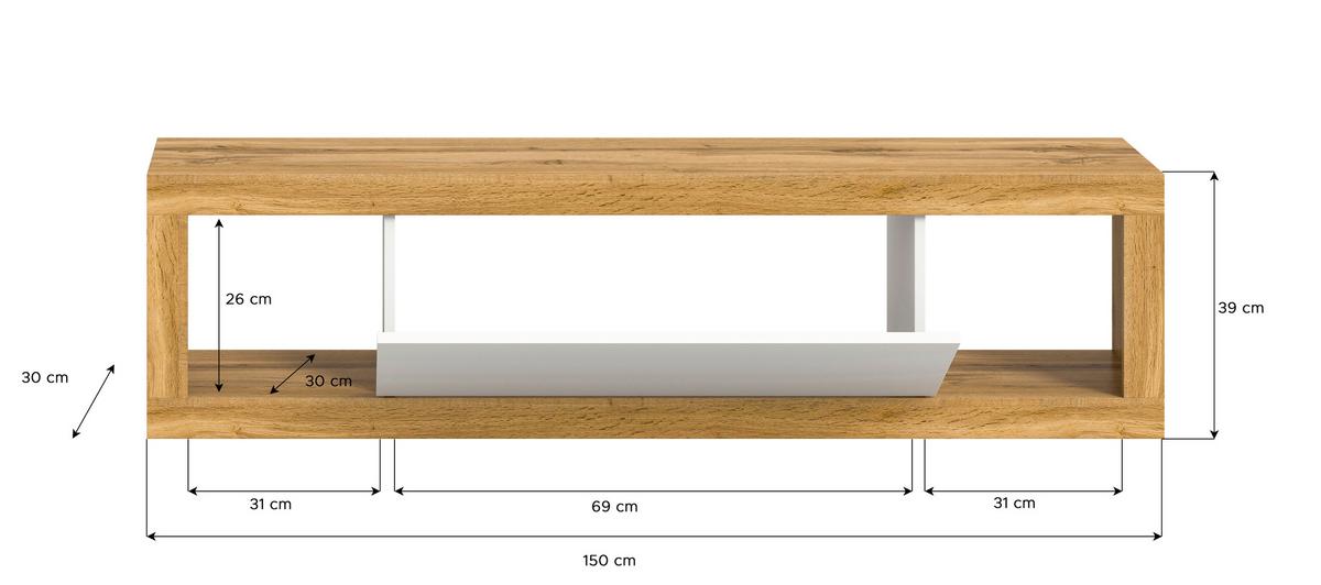 Tv Komoda Tango - hrast Wotan, Design, drvni materijal (150/39/30cm) - Modern Living