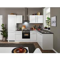 Eckküche Jazz mit Geräten ca.280x175cm Weiß Hochglanz - Weiß Hochglanz/Dunkelgrau, LIFESTYLE, Holzwerkstoff/Kunststoff (280/175cm) - P & B