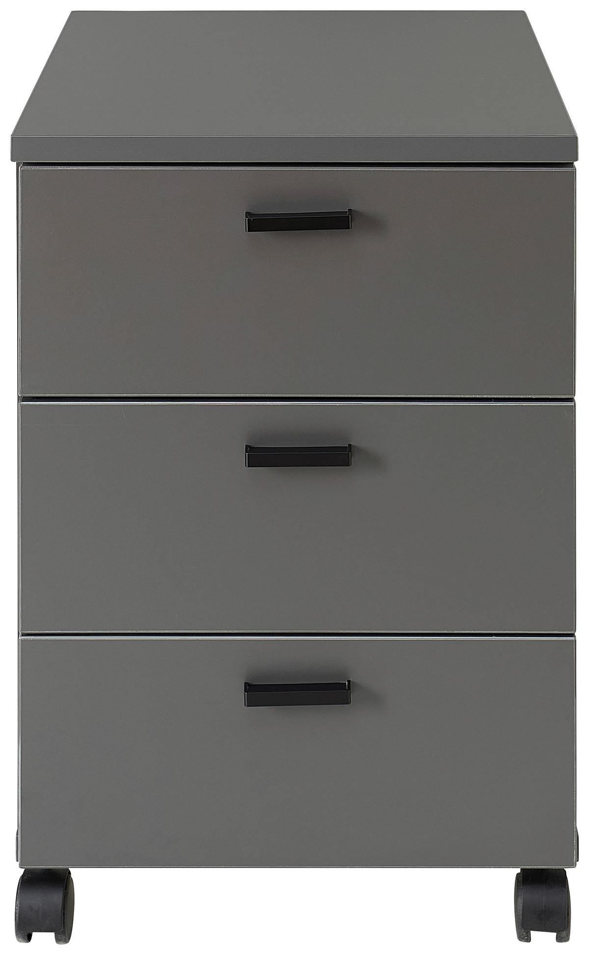 Rollcontainer Glenn Graphitfarben - Graphitfarben/Schwarz, MODERN, Holzwerkstoff/Kunststoff (45/66/55cm) - Mömax