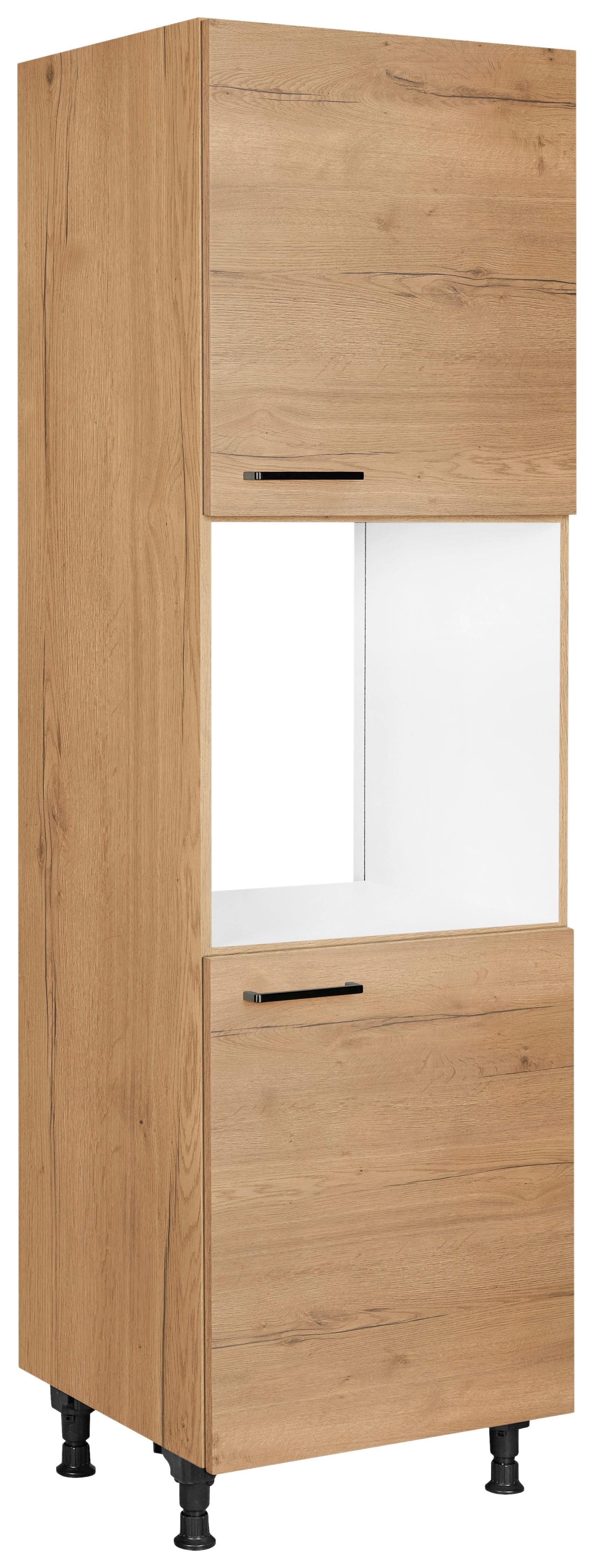 Geräteumbauschrank Structura Eiche - Eichefarben/Schwarz, MODERN, Holzwerkstoff/Metall (60/216,6/58cm) - Nobilia