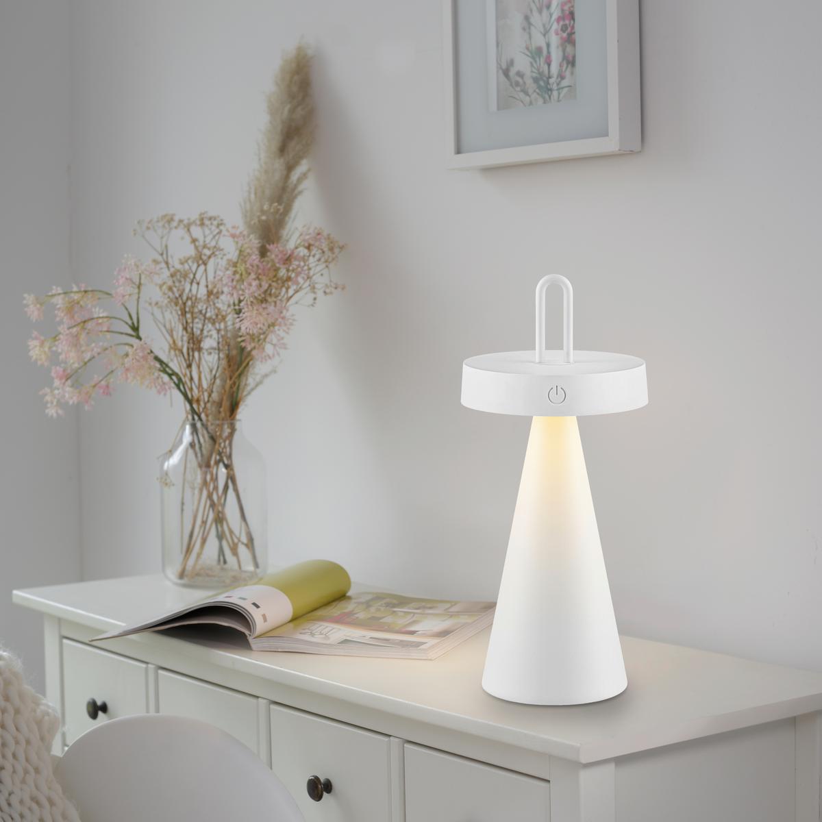 LED-Tischleuchte Alwa Weiß max. 1,5 Watt - Weiß, MODERN, Kunststoff/Metall (12,8/12,8/28,5cm)