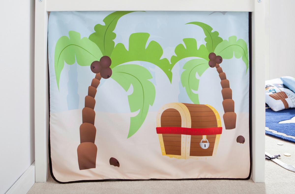 Hochbett Holz Malte ca. 90x200 cm Weiß Pirat - Naturfarben/Weiß, Natur, Holz/Textil (90/200cm) - MID.YOU