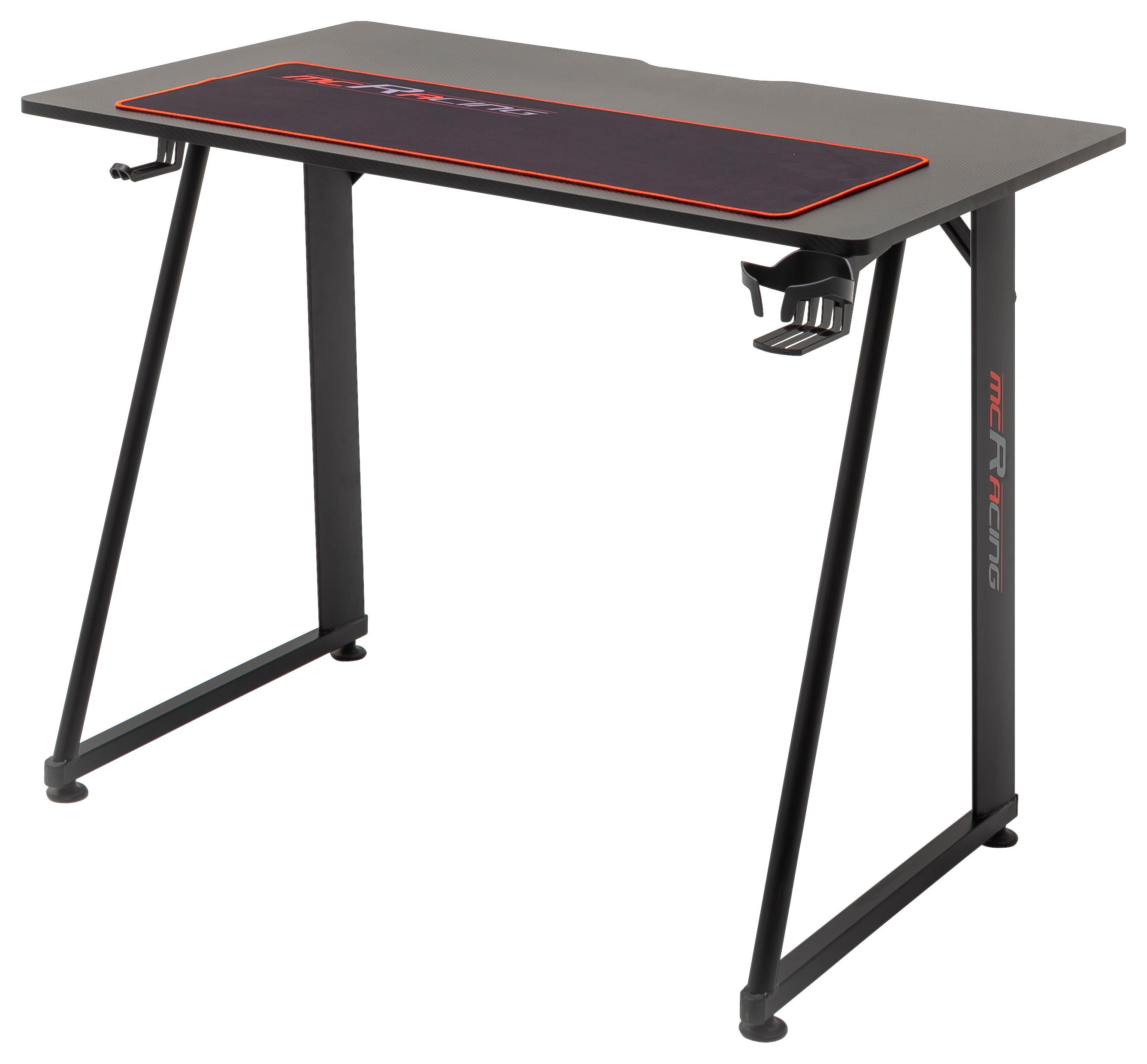 Gamer Asztal Egérpaddal Mc Racer - Fekete, modern, Faalapú anyag/Fém (100/75/60cm) - Modern Living
