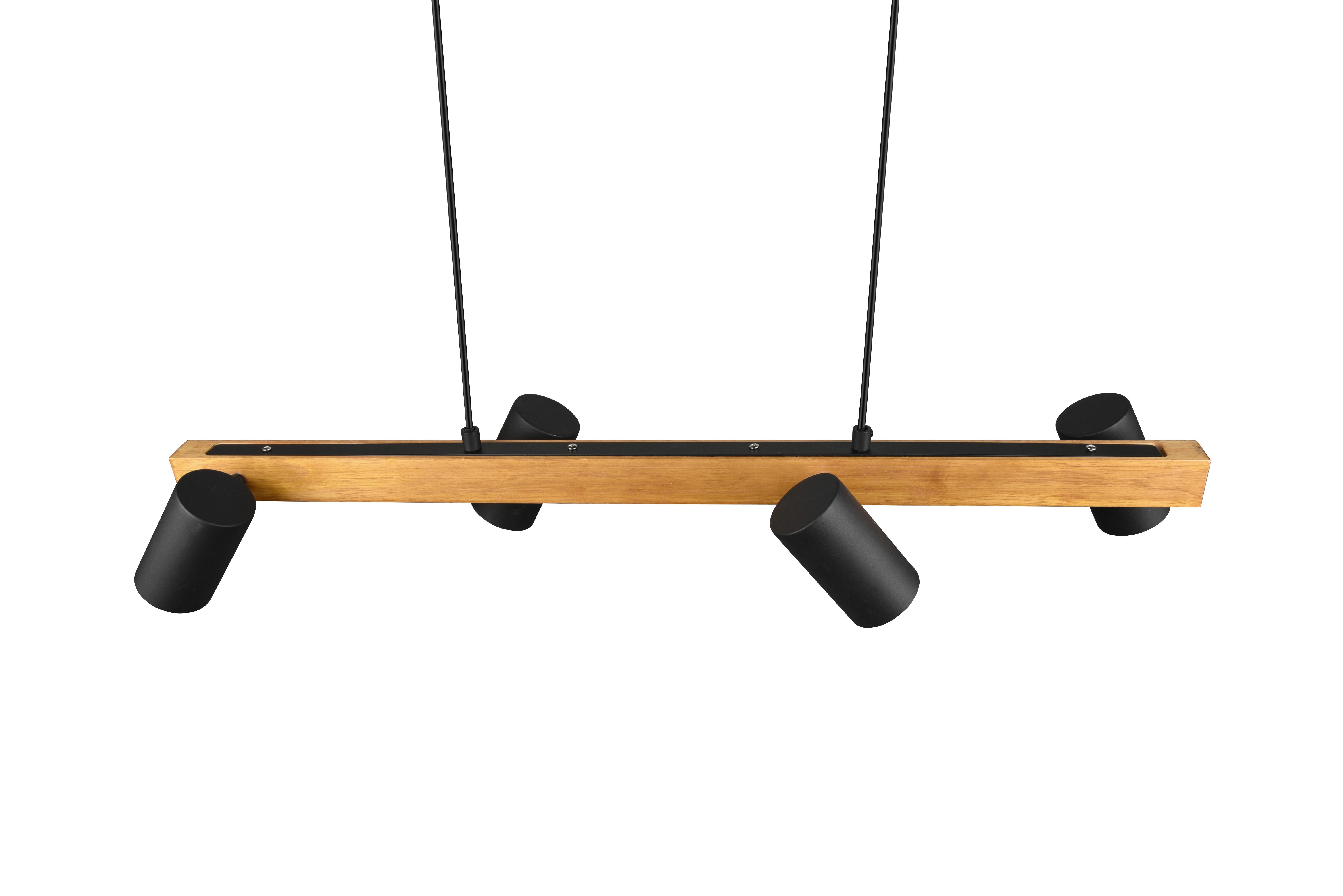 Hängeleuchte Marley Schwarz max. 35 Watt - Schwarz, Basics, Holz/Metall (80/20/150cm) - Trio Leuchten