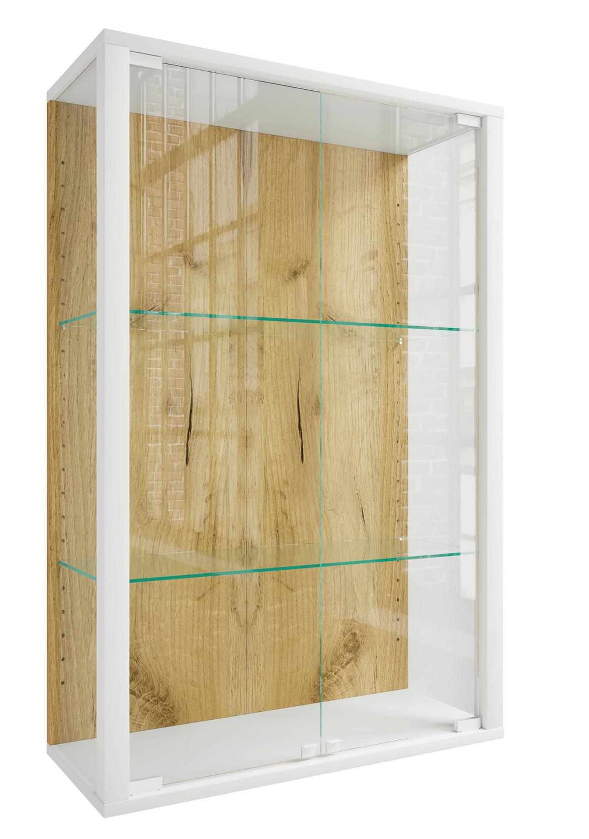 Hängevitrine Udina Honigeiche/Weiß - Honigeiche/Klar, Design, Glas/Holzwerkstoff (59/80/25cm) - Livetastic