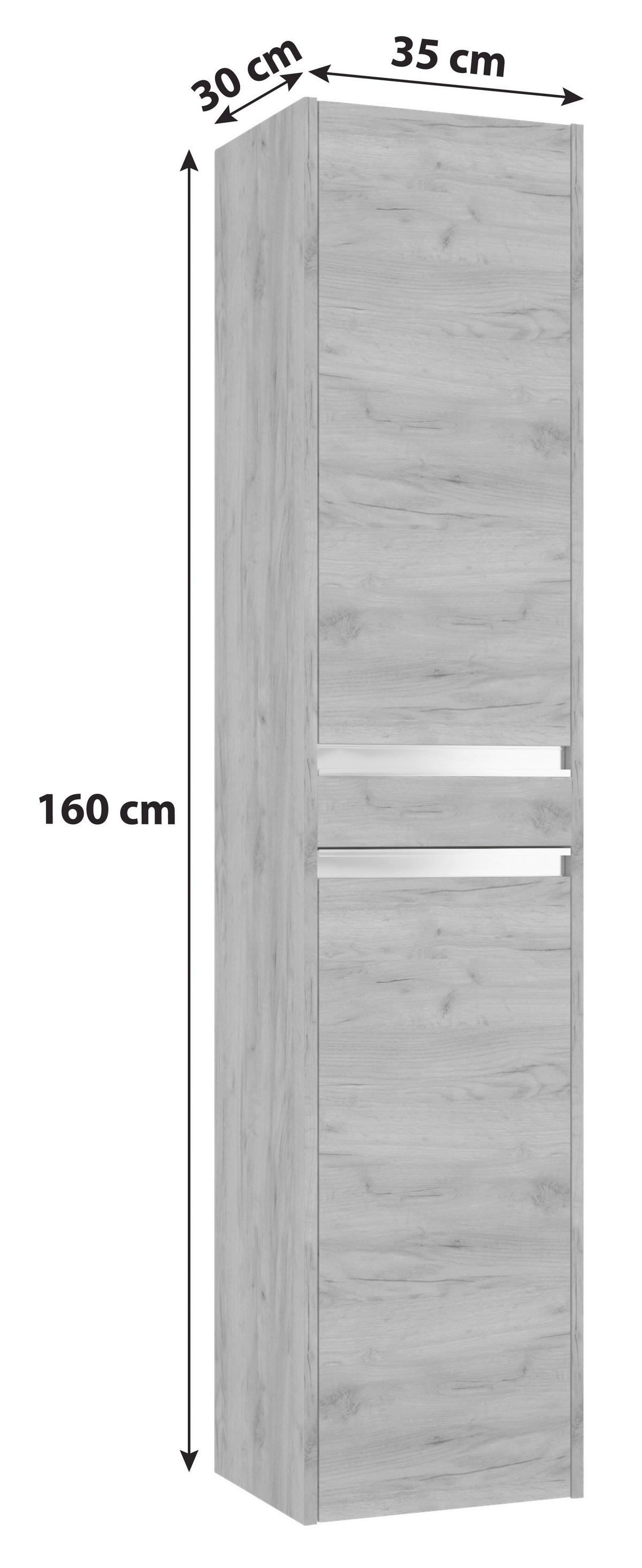 SZAFKA WYSOKA NENA DĄB 35 CM - kolor dębowy/kolor chromowy, Modern, materiał drewnopochodny/metal (35/160/30cm) - MID.YOU